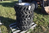 4 New Titan 10-16.5 Skidsteer Tires on 8 Lug rims