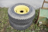 Pair of Titan 41x14.00-20 Tires on yellow John Deere Rims