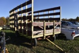 Wooden Hay Wagon on single axle running gear