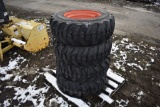 4 new Forerunner 10-16.5 Skidsteer tires on 8 lug bobcat rims