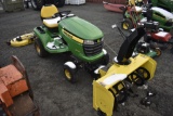 John Deere X300 Lawn Tractor with snowblower and mower deck