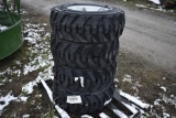 4 new Titan HD 2000 10-16.5 Skidsteer tires on 8 lug rims