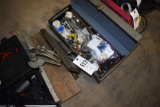 Two Tool Boxes with misc items and a miter box