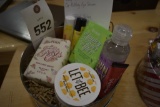 Pampering bundle with skin care items and soaps, as pictured