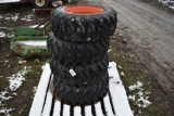 4 new Camso 10-16.5 Skidsteer tires on bobcat 8 lug Rims