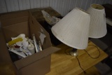 2 lamps and two boxes of misc items