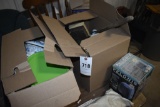 2 boxes of kitchen items and electric heater