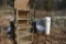 Wooden shelf, 3 seats and propane tank