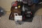 Centech jump box, outdoor timer, garbage can, garden tools