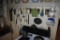 group of kitchen items hanging on wall