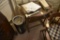 Ashtray Trashcan and wooden table