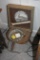 primitive stand with ash tray and train picture