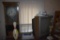 neat Clock with push lever, tube tv, bowling pin, and trophy