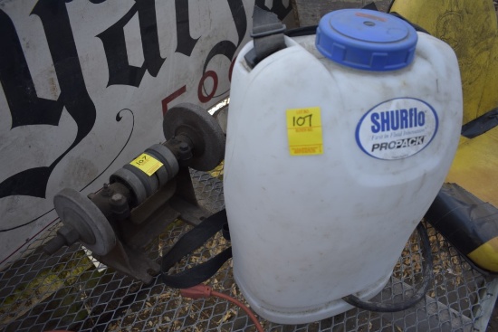 Shurflo Back Pack Sprayer and Bench Grinder that doesn’t have a motor