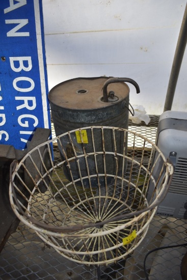 Antique Oil Barrel and Egg Basket