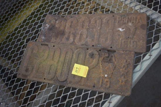 Two 1919 PA License Plates