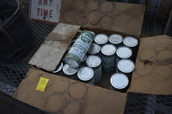 22 cans of unopened Quaker State SAE 30 outboard motor oil