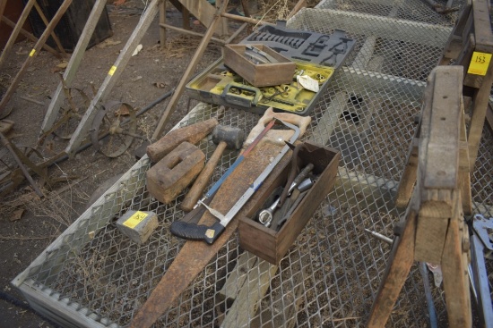 saws, hammer heads, pallet, some misc sockets, etc