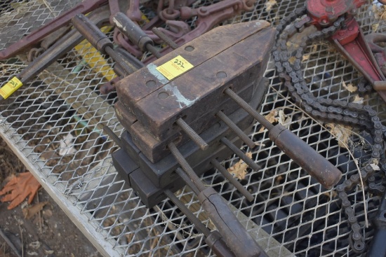 4 antique wood clamps