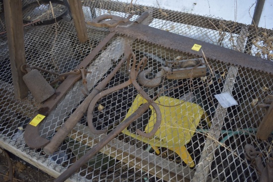 scale, tongs, puller, saw and rug beater