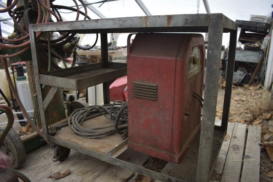 Lincoln 225 Arc Welder on 2 tiers rolling shop cart