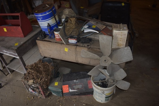old Drop leaf table with load of contents