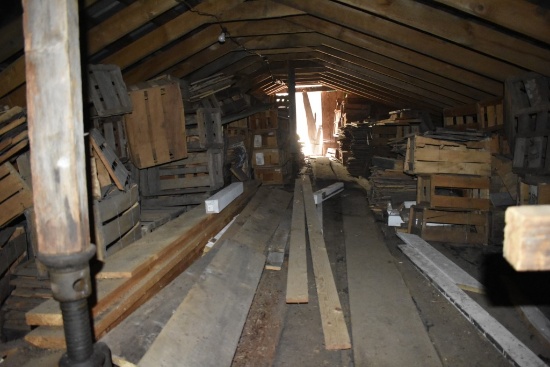 contents of upstairs of barn close to woods