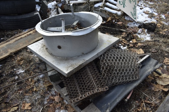 pallet with conveyor chain, tubing , etc
