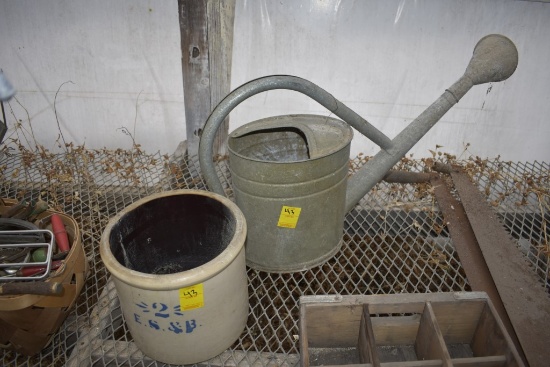 2 gallon crock and old watering can
