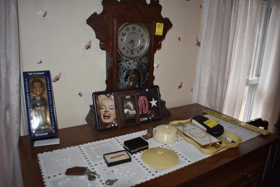 Clock, and collectible items as pictured