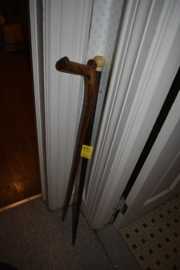 ivory top cane and wooden cane