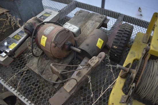 American standard Corn Stabber and electric motor on piece of wood