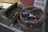Black Bucket and tool box with old tools
