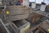 two Vintage Crate boxes and wooden hopper