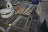 metal dolly and small wooden hopper