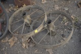2 old metal wheels