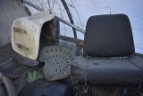 two old tractor seats with upholstered tractor seat and two misc seats