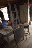 wooden step ladder and little chalk board on a swivel