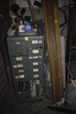 Wooden hardware organizer with some contents and 15 pieces of lumber