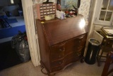 Wooden Stationary Desk with contents on top