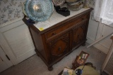 Nice wooden Buffet table with glass wear and pitchers inside