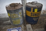 Never Fail Kerosene Can and Sunoco Motor oil Pail