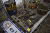 Antique Planer, Blow torch, watering can, little pot, and antique oil lamp