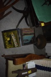 Group of old records as pictured and coal bucket