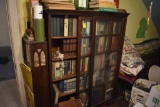 Glass Front Bookshelf and little wooden bookshelf with all books