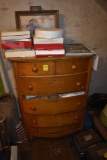 6 drawer wooden dresser with contents