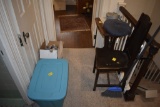 Chair, table, glassware, etc