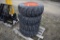 4 New Camso 10-16.5 Skidsteer tires on Orange 8 Lug rims