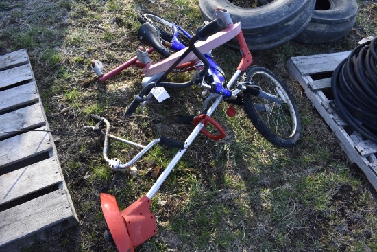 Bicycle stuff and weed Wacker