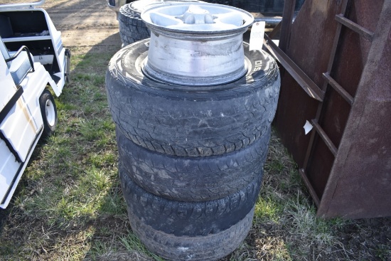 Set of 4 265/70R16 Tires on Dodge 5 Lug Rims